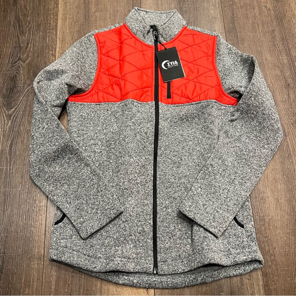New Zyia red quilted ash cabin jacket